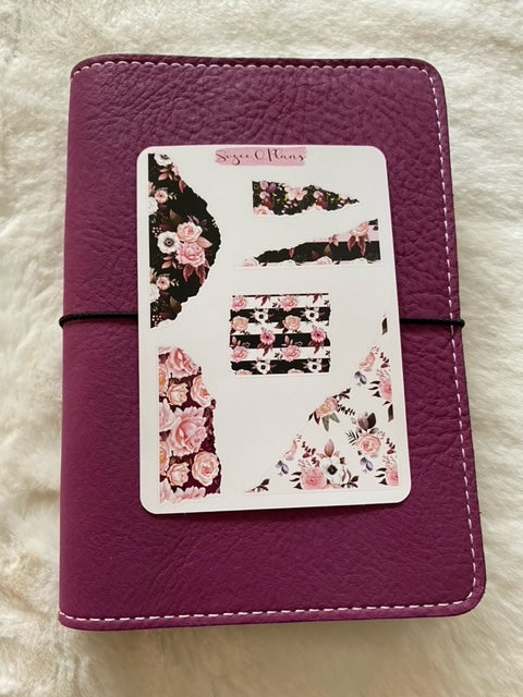 Pink Floral Torn Decorative Planner Stickers 1