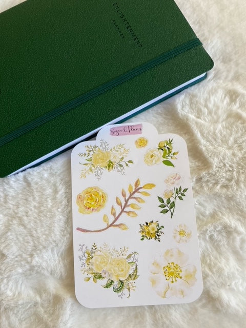 Yellow and Green Floral Hues Deco Planner Stickers